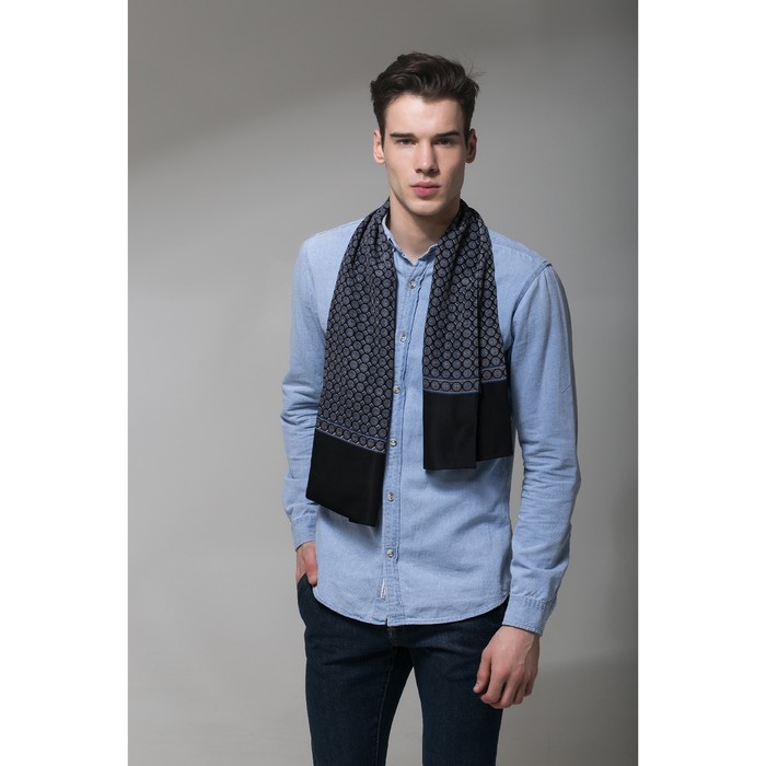 Палантин мужской Этель "Лоренцо", размер 25 х 130 см, цвет чёрный/синий