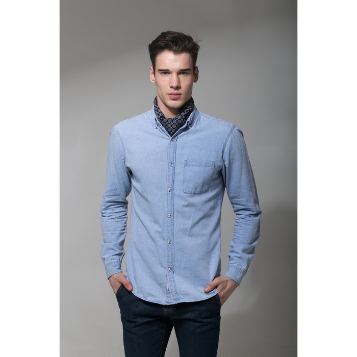 Палантин мужской Этель "Лоренцо", размер 25 х 130 см, цвет чёрный/синий