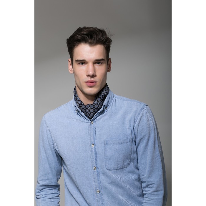 Палантин мужской Этель "Лоренцо", размер 25 х 130 см, цвет чёрный/синий