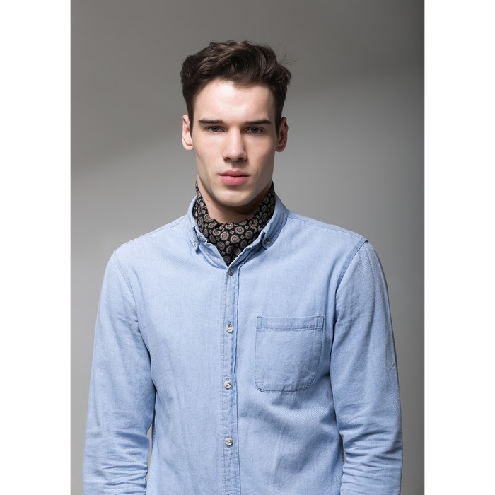 Палантин мужской Этель "Карлос", размер 25 х 130 см, цвет чёрный/бежевый