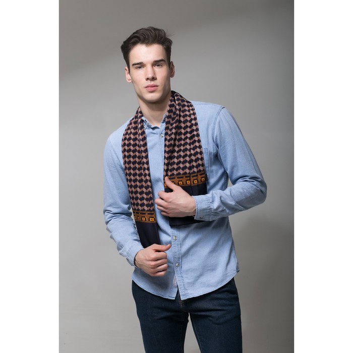 Палантин мужской Этель "Беттино", размер 25 х 130 см, цвет чёрный/коричневый