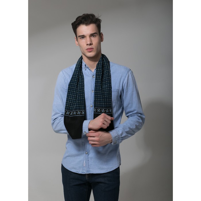 Палантин мужской Этель "Лукас", размер 25 х 130 см, цвет чёрный/синий