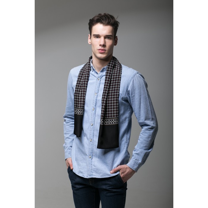 Палантин мужской Этель "Антонио", размер 25 х 130 см, цвет чёрный/серый