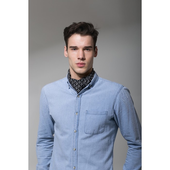 Палантин мужской Этель "Фабио", размер 25 х 130 см, цвет чёрный/серый