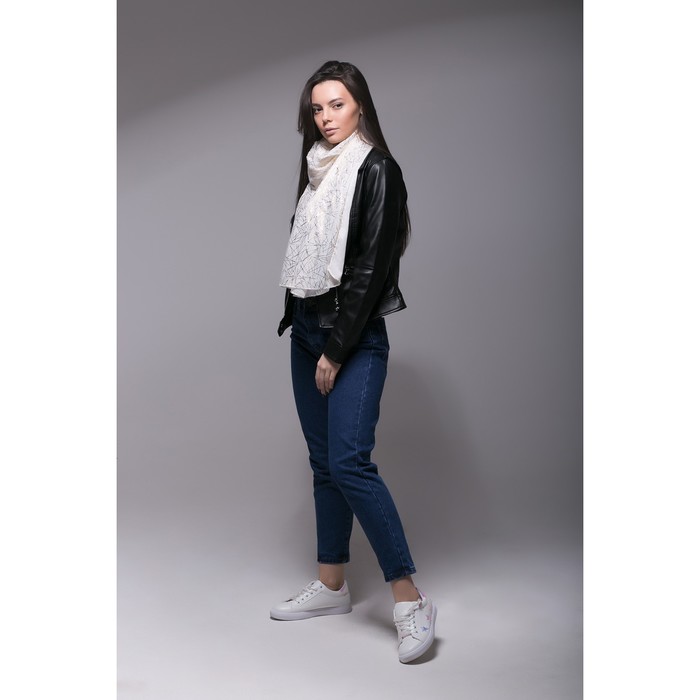 Палантин Этель "Золотая абстракция", размер 70 х 180 см, цвет белый/золото