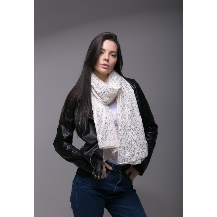 Палантин Этель "Золотая абстракция", размер 70 х 180 см, цвет белый/золото