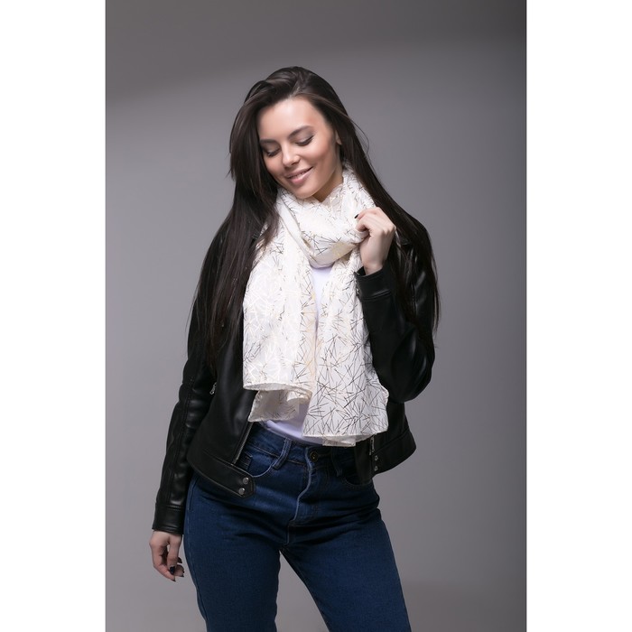 Палантин Этель "Золотая абстракция", размер 70 х 180 см, цвет белый/золото