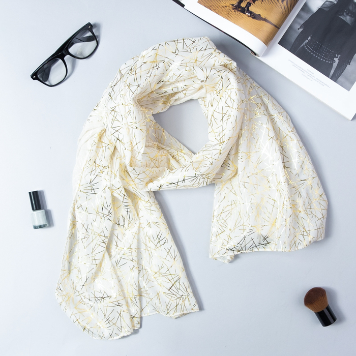 Палантин Этель "Золотая абстракция", размер 70 х 180 см, цвет белый/золото