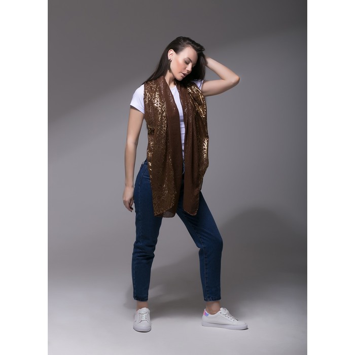 Палантин Этель "Золотая абстракция", размер 70 х 180 см, цвет коричневый/золото