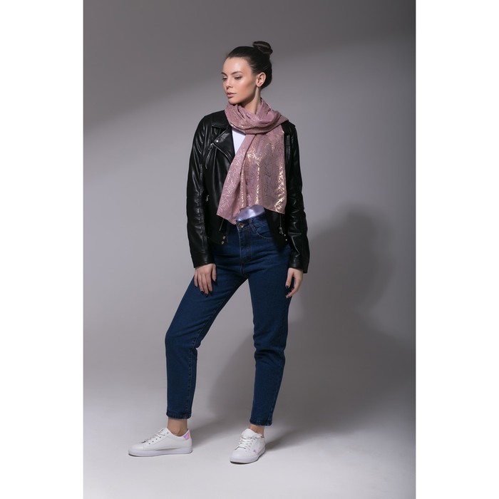 Палантин Этель "Золотая абстракция", размер 70 х 180 см, цвет пудровый/золото