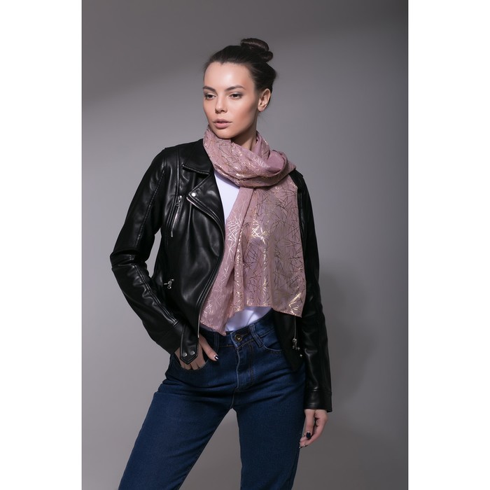 Палантин Этель "Золотая абстракция", размер 70 х 180 см, цвет пудровый/золото