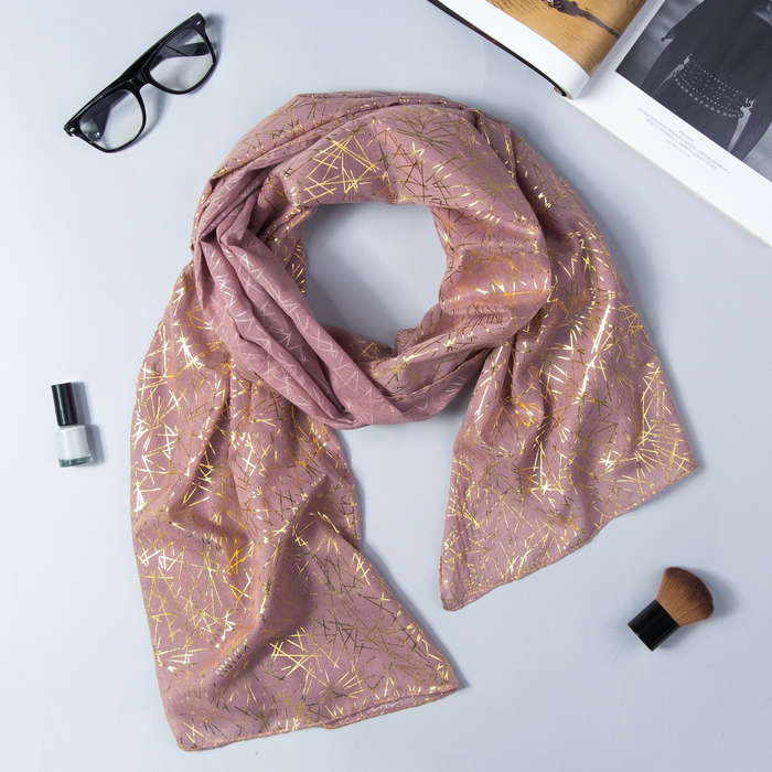 Палантин Этель "Золотая абстракция", размер 70 х 180 см, цвет пудровый/золото