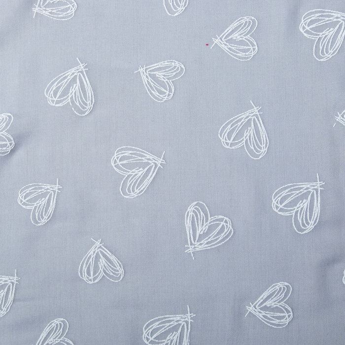 Палантин Этель "Сердечки", размер 70 х 180 см, вид 1, цвет серый/белый