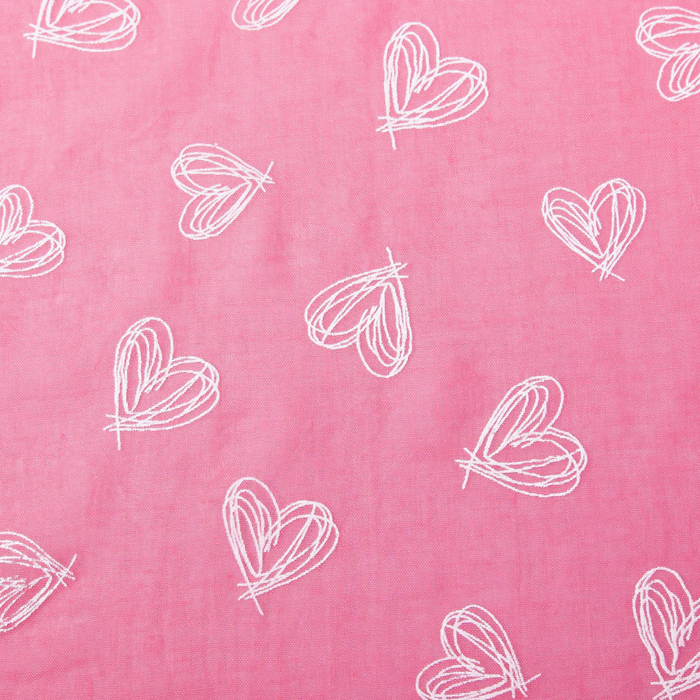 Палантин Этель "Сердечки", размер 70 х 180 см, вид 1, цвет розовый/белый