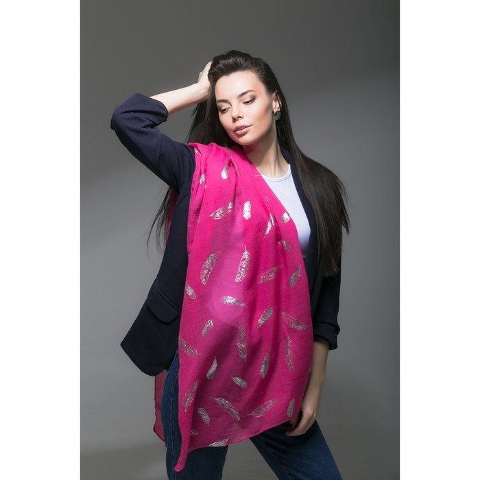 Палантин Этель "Воздушный", размер 70 х 180 см, цвет розовый/серебро