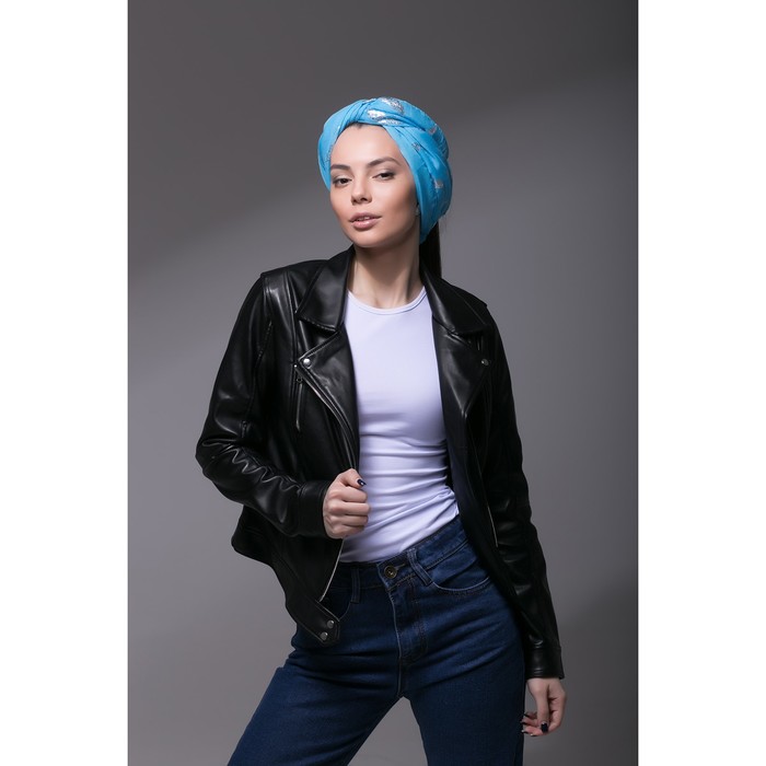 Палантин Этель "Воздушный", размер 70 х 180 см, цвет голубой/серебро