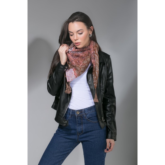 Платок с кистями Этель "София", размер 85*85 см, цвет бежевый, вискоза