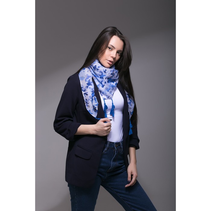 Платок с кистями Этель "Венера", размер 85*85 см, цвет синий, вискоза