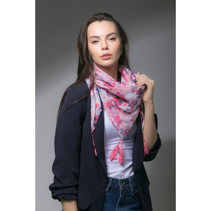 Платок с кистями Этель "Венера", размер 85*85 см, цвет красный, вискоза