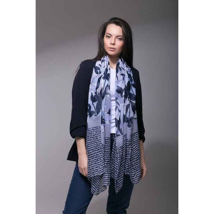 Палантин Этель "Ева", размер 60 х 180 см, цвет синий, вискоза