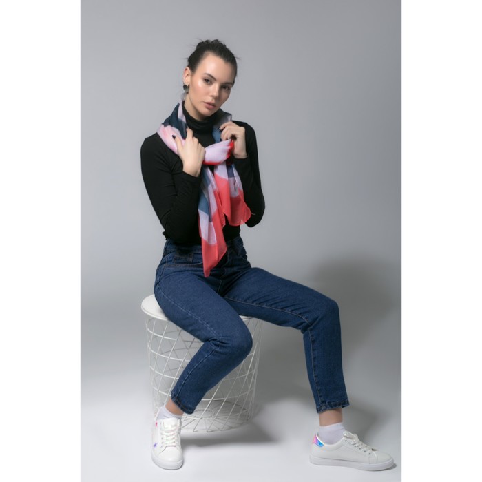 Палантин Этель "Геометрия", размер 60 х 180 см, цвет красный, вискоза