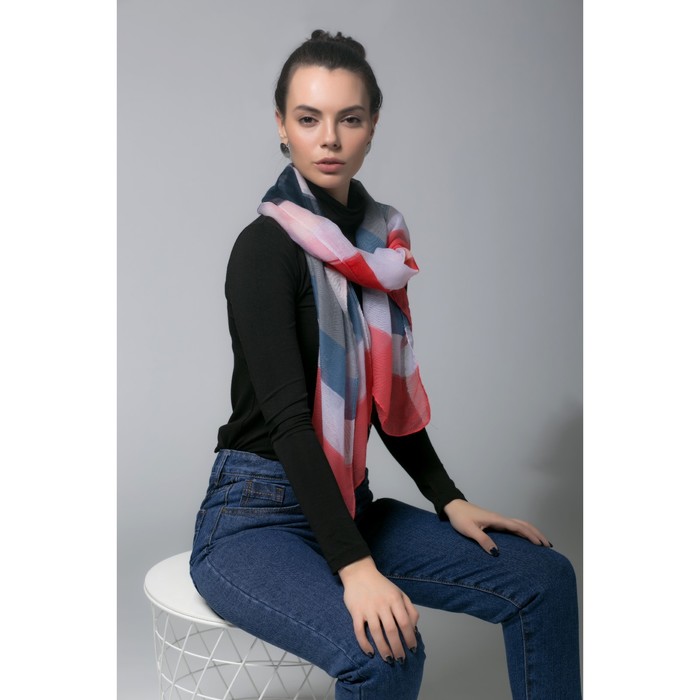 Палантин Этель "Геометрия", размер 60 х 180 см, цвет красный, вискоза