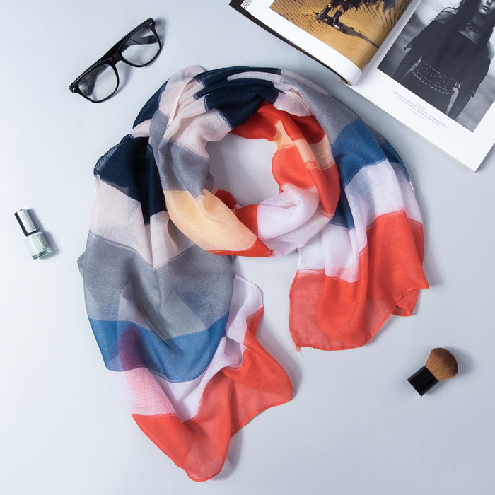 Палантин Этель "Геометрия", размер 60 х 180 см, цвет красный, вискоза