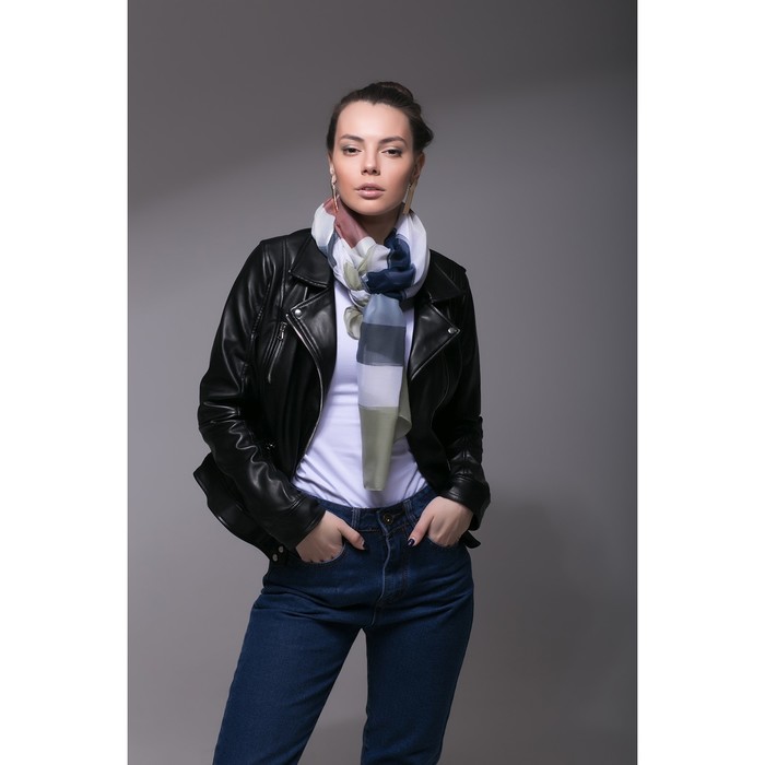 Палантин Этель "Геометрия", размер 60 х 180 см, цвет зелёный, вискоза