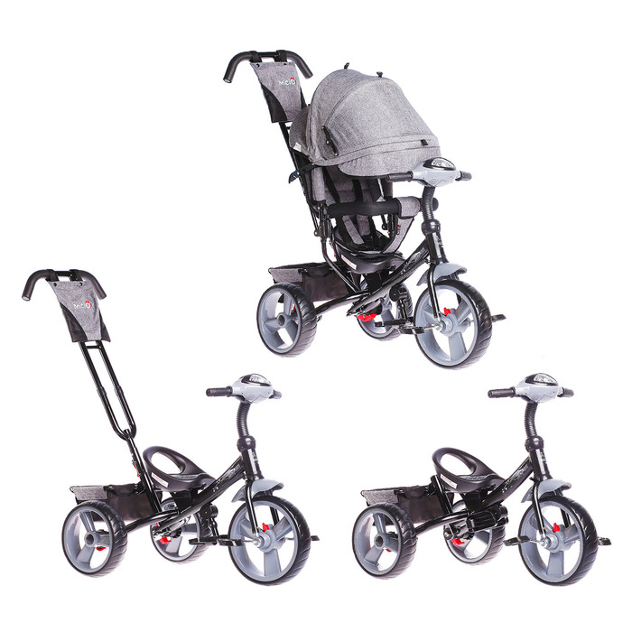 Велосипед трехколесный Micio Сity 2018, колеса EVA 12"/10", цвет серый