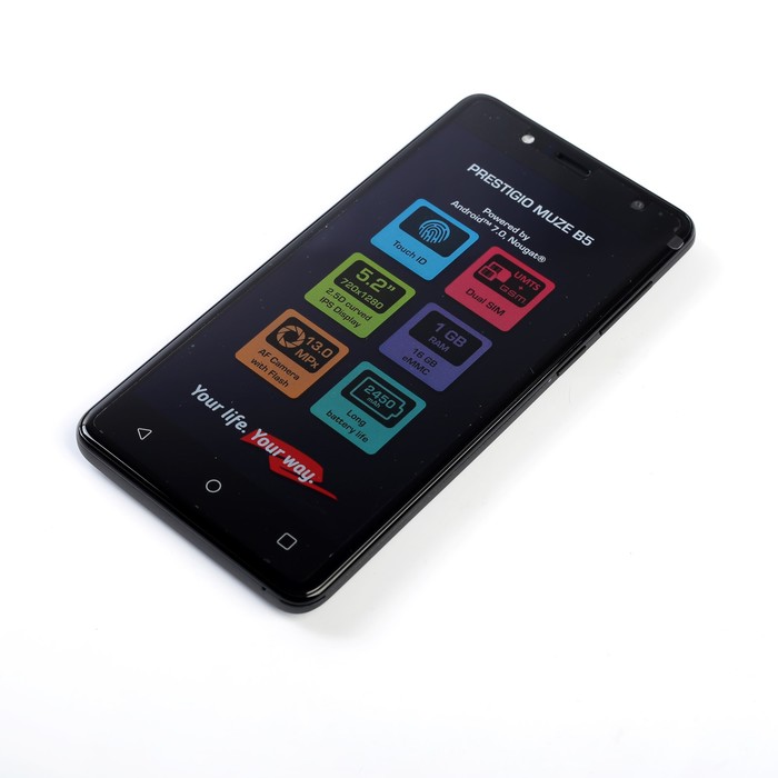 Смартфон Prestigio Muze B5, 5.2", 1.3ГГц, 1ГБ ОЗУ, 16ГБ, камера 13.0/5.0МР, 2450 мАч, черный