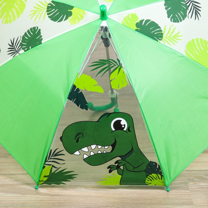 Зонт детский "Динозаврик", механический, r=35см, цвет зелёный