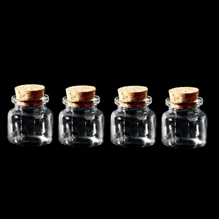 Набор стеклянных бутылочек с пробкой (4 шт)  3х3х1,7 см
