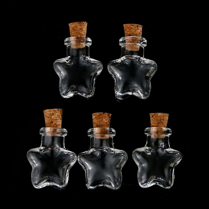 Набор стеклянных бутылочек с пробкой "Звезда" (5шт)