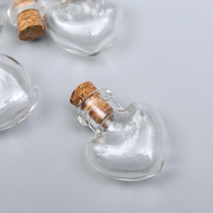фото Набор стеклянных бутылочек с пробкой "сердце"(5шт) астра