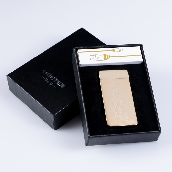 Зажигалка в подарочной коробке, USB, Небоскреб, 3,5*7 см