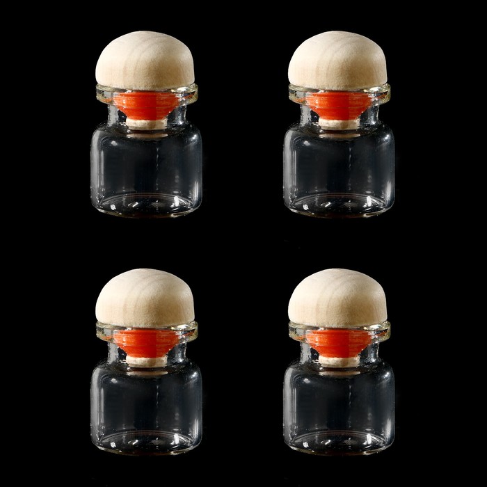 Набор стеклянных бутылочек с пробкой (4 шт) 2,2х2,5х1,25 см