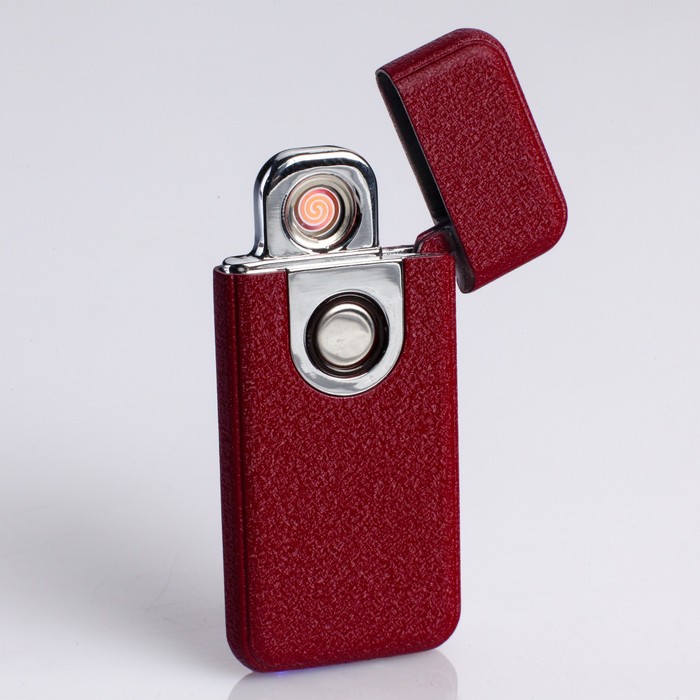 Зажигалка в подарочной коробке, USB, бордовый матовый, 3*7 см
