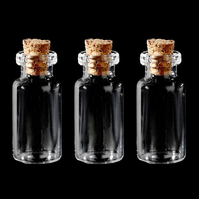 Набор стеклянных бутылочек с пробкой (3 шт. по 3 мл) 1,6х3,5х0,7 см
