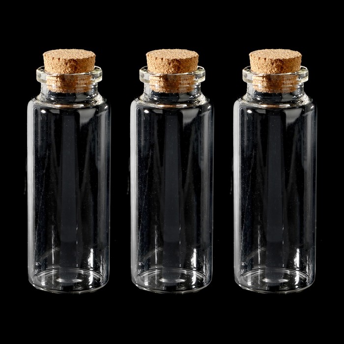 Набор стеклянных бутылочек  с пробкой (3 см) 3х8см