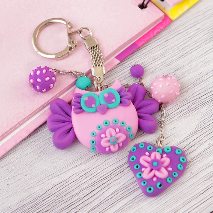 Брелок из полимерной глины своими руками &quot;Совушки&quot;