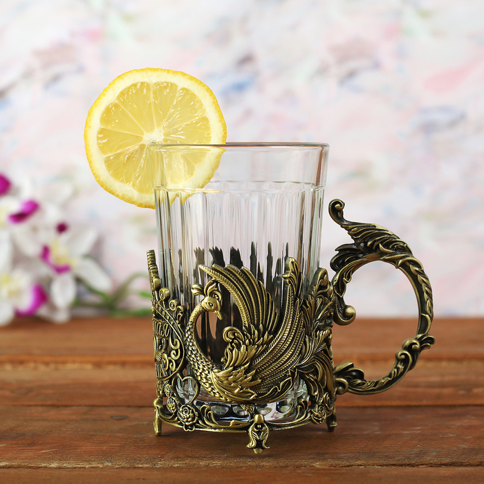 Набор: подстаканник со стаканом, чай чёрный "Любимой жене"