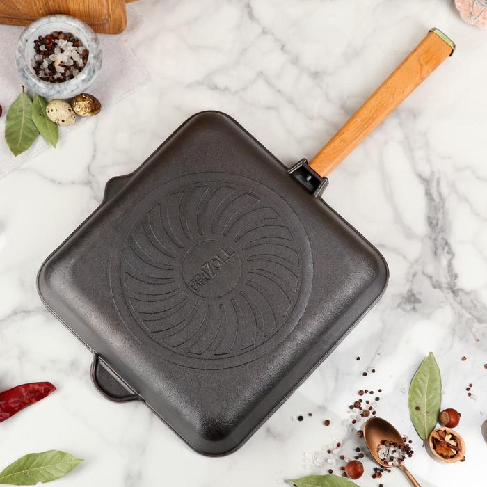 Сковорода чугунная квадратная гриль ТМ "BRIZOLL" 280х280х50 мм с ручкой "ОПТИМА"