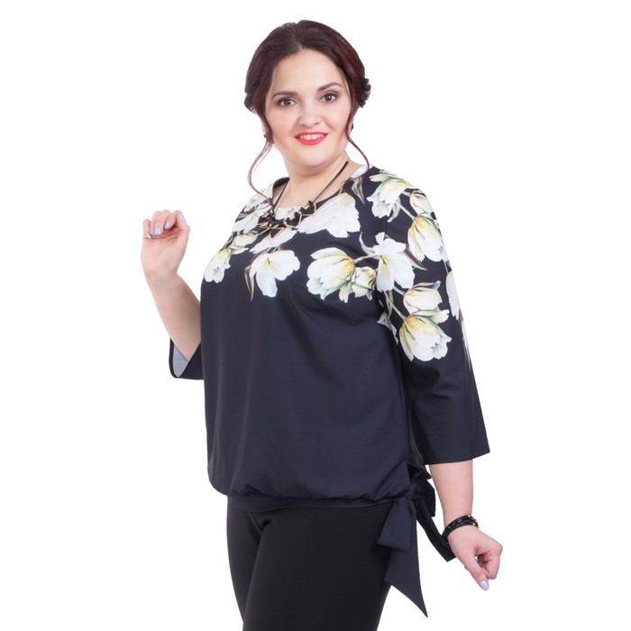 Блуза женская, размер 62, цвет чёрный