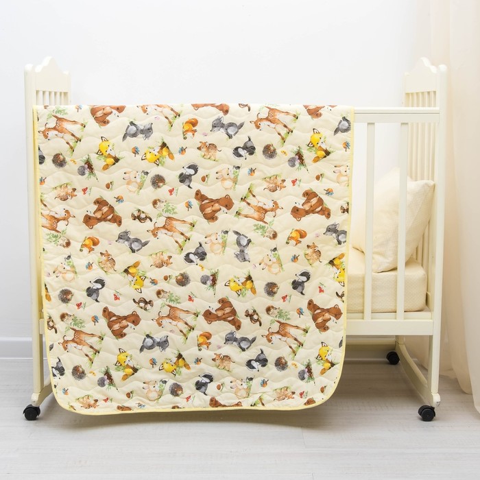 Покрывало стеганое "Непоседа" Лесные обитатели, 90*140, бязь, хл100%