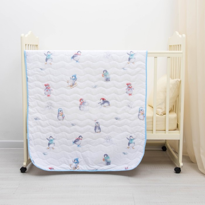Покрывало стеганое "Непоседа" Пингвинчики, 90*140, бязь, хл100%