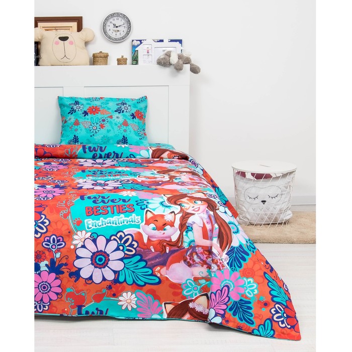 КПБ 1.5 Enchantimals Фелисити Лис и Флик 143*215, 150*214, 50*70 см, бязь, хл100% 120 гм