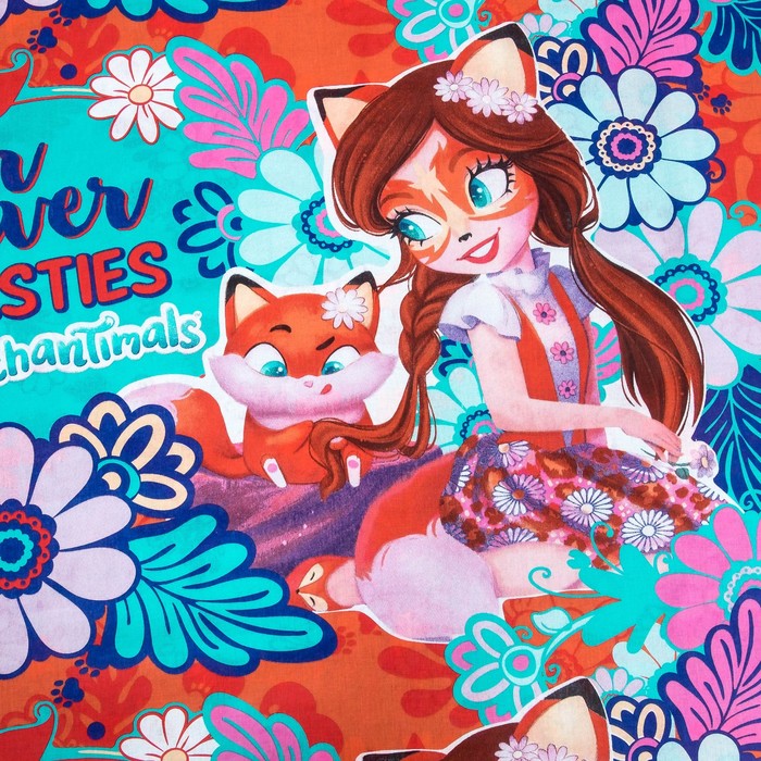 КПБ 1.5 Enchantimals Фелисити Лис и Флик 143*215, 150*214, 50*70 см, бязь, хл100% 120 гм