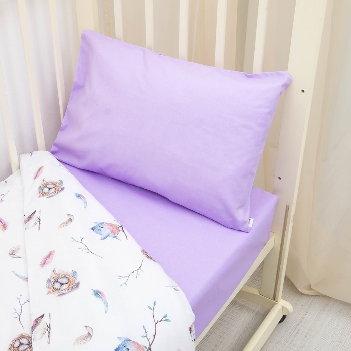 Детское постельное бельё детский Непоседа "Птенцы" лиловый 112х147, 110х150, 40х60 1 шт, бязь, хл100% 125 гм