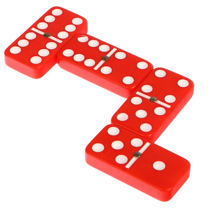 Домино в пенале на молнии, костяшки красные, 28 шт, 19,5*12см