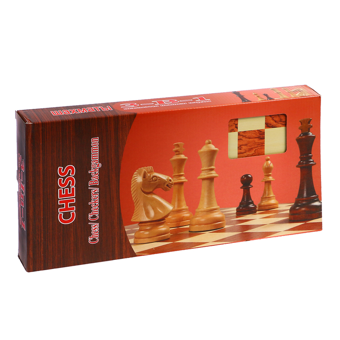 Набор 3в1 (нарды+шашки+шахматы), под красное дерево, 40*40см